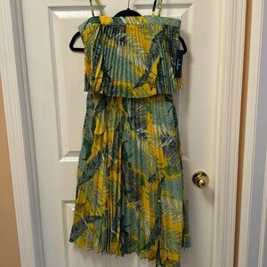 Lulu's Yellow and Green Tropical Midi Dress
